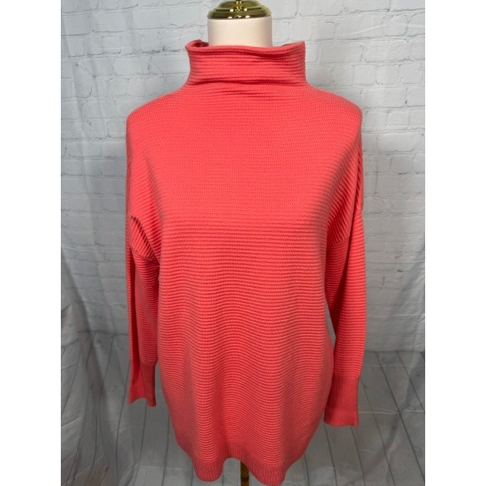 NWT Chelsea & Theodore Coral Ribbed Cowl Neck Tunic Sweater Women's XS